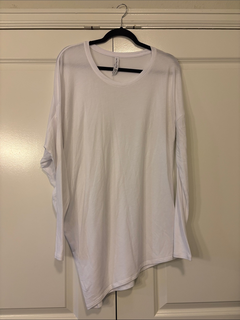 Athleta White Long Sleeve Crewneck Top